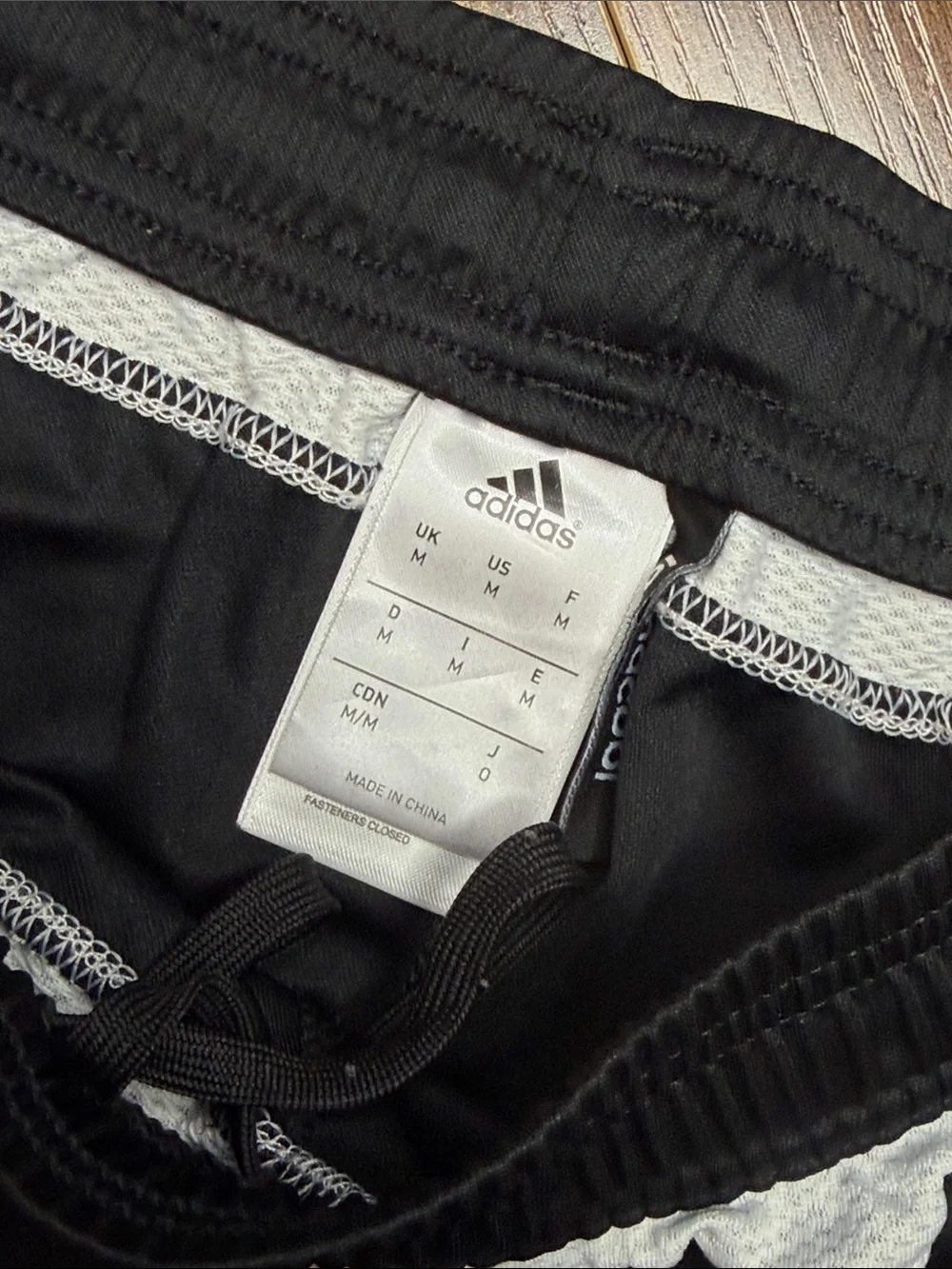adidas Black Athletic Shorts with White Stripes Size Medium
